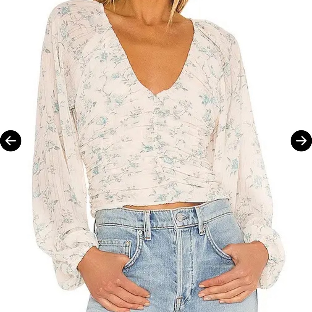 Floral V-Neck Ruched Rose Blouse
